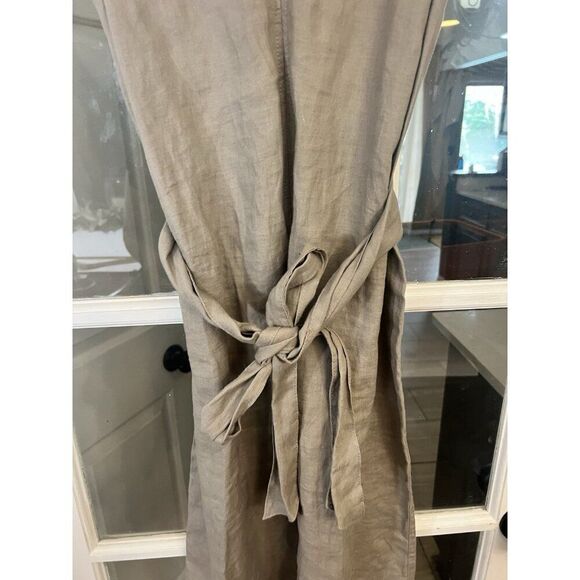 Adrienne Vittadini 100% Linen Sleeveless Knee Dress Size XS Tan Office Quiet Lux - Picture 3 of 6